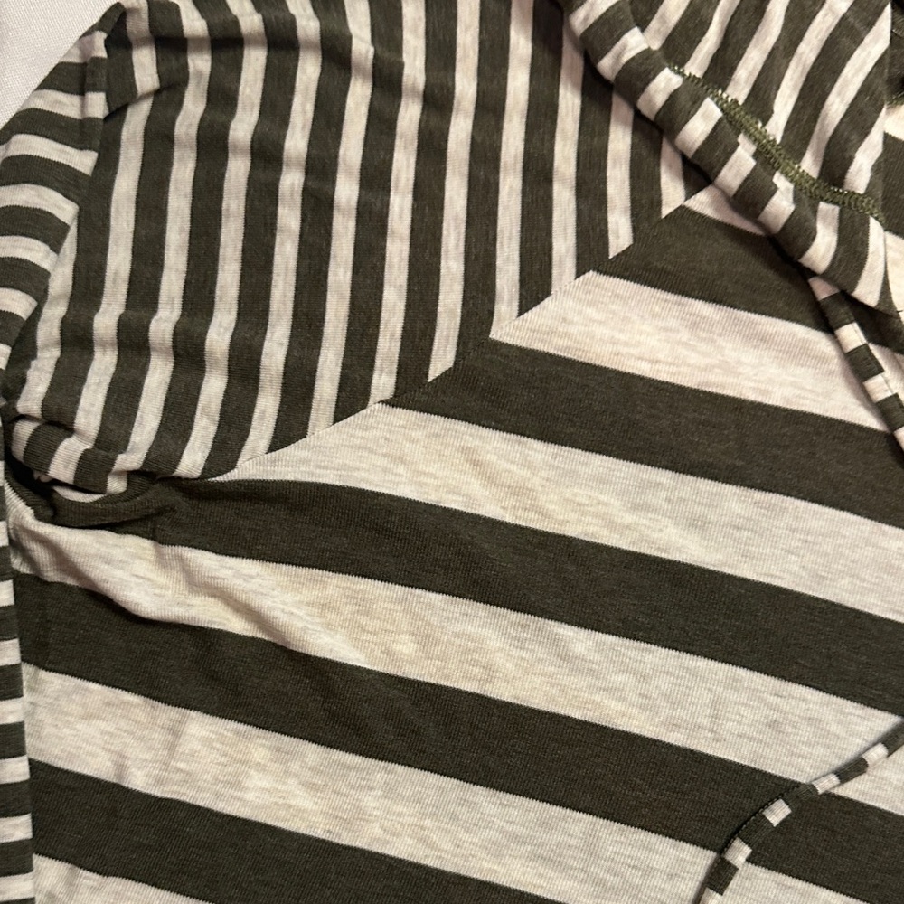 CAbi Playoff Hoodie Olive White Striped Oversized Lightweight Knit Top Size S - Picture 4 of 6